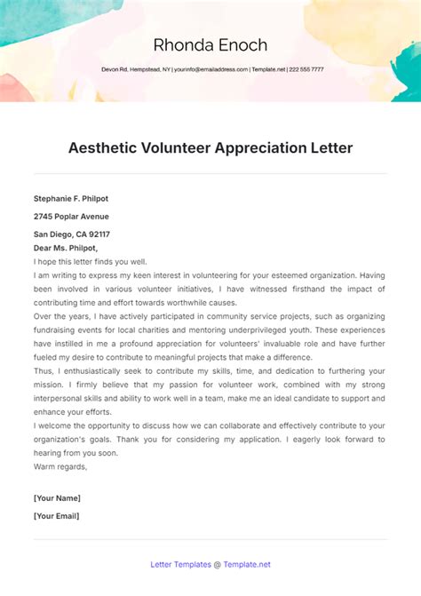 Free Volunteer Letter Templates And Examples Edit Online And Download