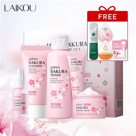 LAIKOU Japan Sakura Skin Care Set Serum Rejuvenating Cream Glowing