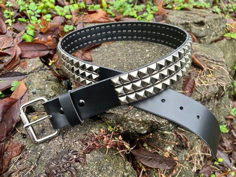 3 Row Pyramid Studded Belt Etsy