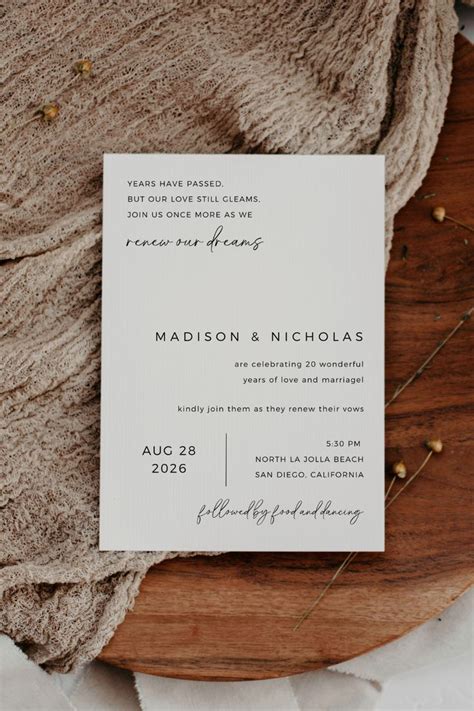 Minimalist Vow Renewal Invitation Fully Editable Template Wedding Vow Renewal Invite Digital