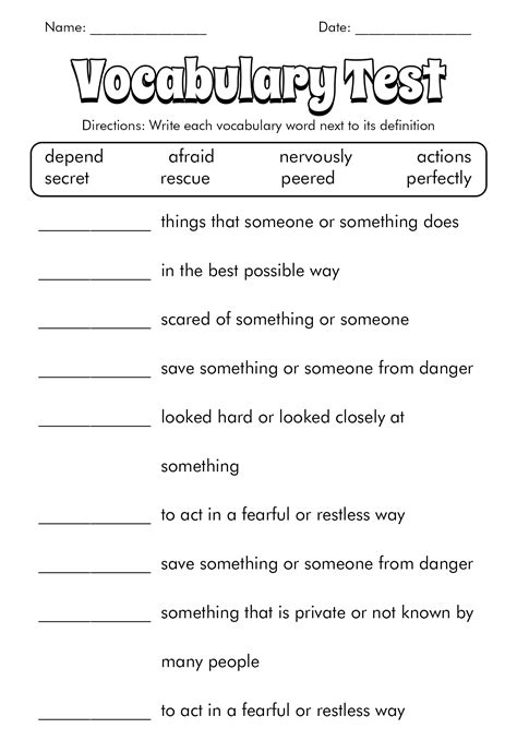 Free Vocabulary Worksheet Generator