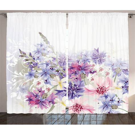 Lavender Curtains 2 Panels Set Pastel Cornflowers Bridal Classic