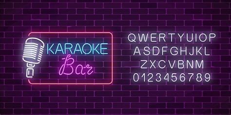 Premium Vector Neon Signboard Of Karaoke Music Bar With Alphabet