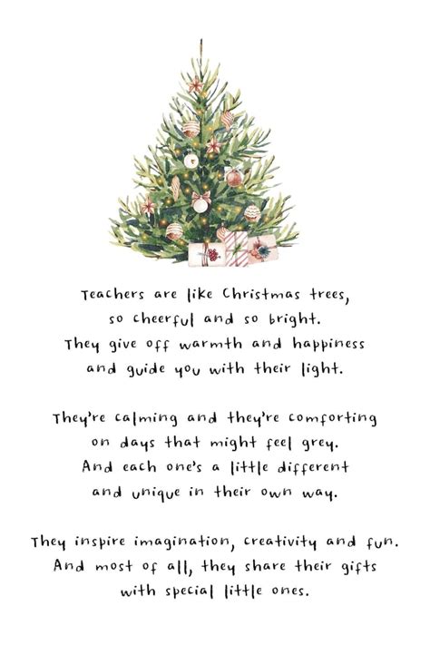 Christmas Poem For Teachers Digital Download Printable Poem T For