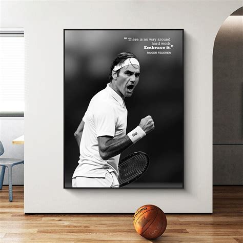 Famous Tennis Player Roger Federer Poster Wall Art Canvas Print On The