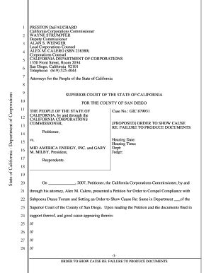 Sample Proposed Order California Fill Online Printable Fillable