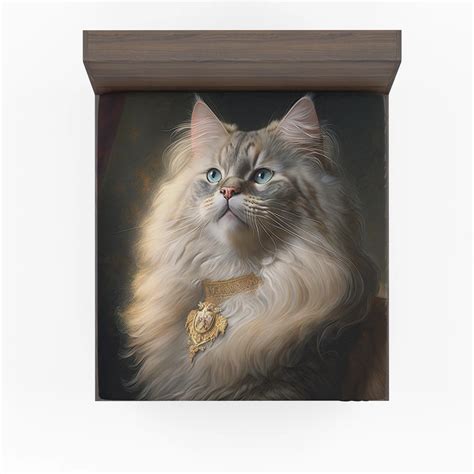 Regal And Splendid Cat Portrait Fitted Sheet Zakyz