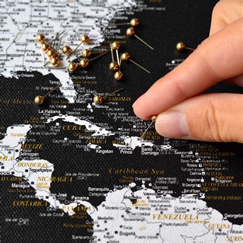 Golden Colour Pins Push Pin Travel Maps Tripmapworld