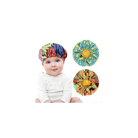 3 Pieces Kids Satin Bonnet Night Sleep Caps Adjustable Double Layer