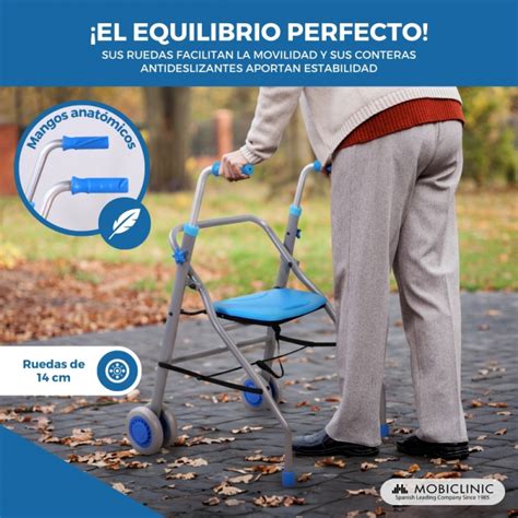 Andador Plegable Aluminio Asiento Ruedas Ligero Deluxe