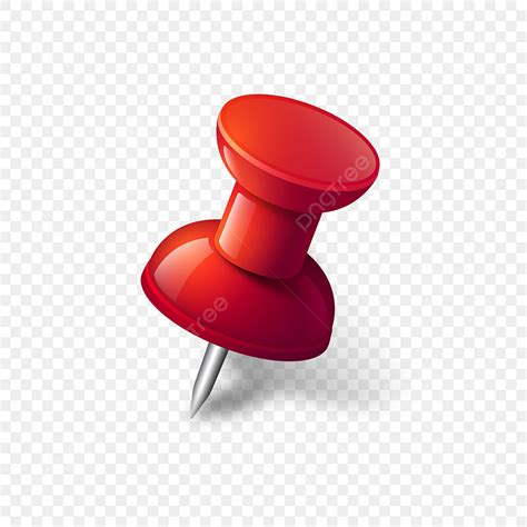 Pin Tack Vector Hd Images Red Push Pin Isolated Realistic Thumbtack