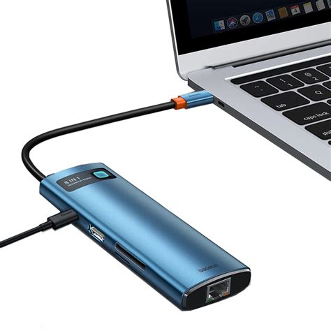 Hub Adapter Baseus Gleam W Usb C Niebieski Pancernik Eu