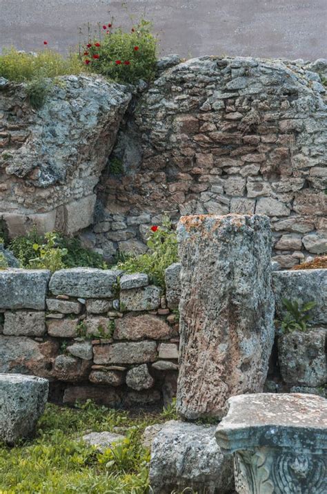 Greek Ruins in Ancient Corinth on Peloponnese in Greece Stock Image - Image of hellas, corinth ...