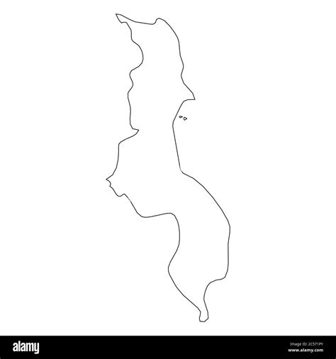 Malawi - solid black outline border map of country area. Simple flat ...