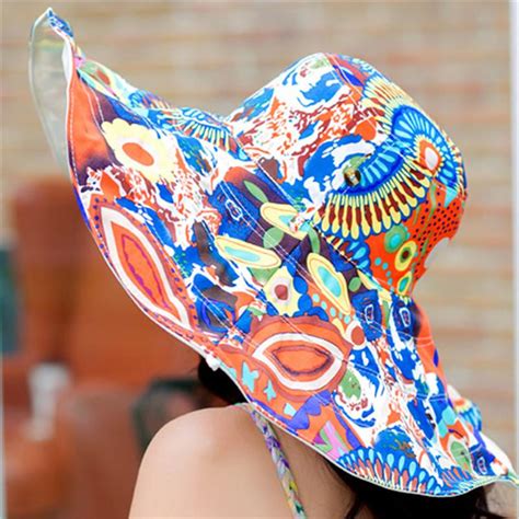 Buy Fashion Design Flower Foldable Brimmed Sun Hat Summer Hats For Women Uv Protection At