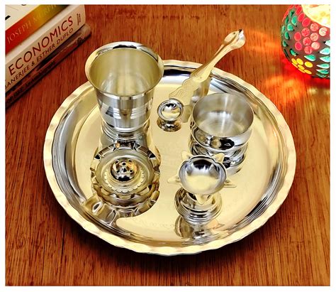 Buy Nobility Silver Plated Subh Labh Pooja Thali Set Inch For Mandir