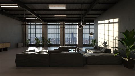 Loft Style Living Room - Daz Content by clacydarch