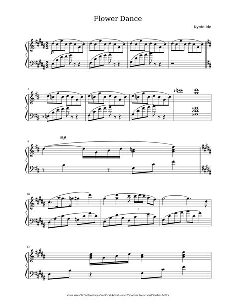 Flower Dance Piano Sheet Music For Piano Solo Download And Print In