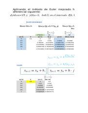 Clase 10 Euler mejorado clase 13 05 2023 xlsx Aplicando el método de