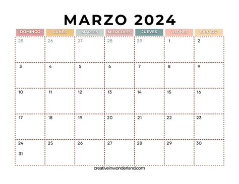 37 Plantillas De Calendario Marzo 2024 Para Imprimir Creative In