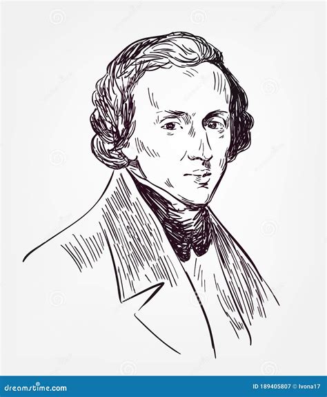 Frederic Chopin Famous Vector Sketch Portrait Editorial Photography