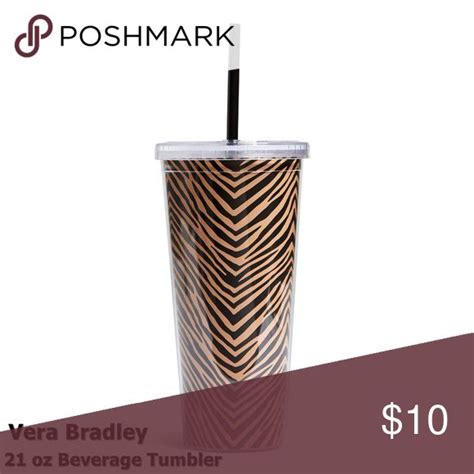 21 Oz Travel Cup Beverage Tumbler And Straw Zebra Beverages Tumbler