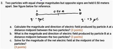 Solved Two Particles With Equal Charge Magnitudes But Opposite Signs