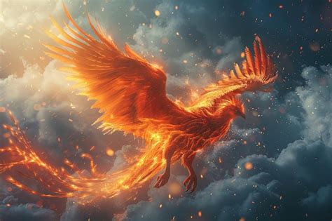 Premium Photo A Majestic Phoenix Soaring Through The Skies Its Fiery