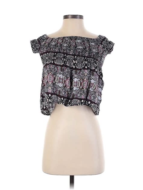 La Hearts 100 Rayon Paisley Black Short Sleeve Blouse Size Xs 63