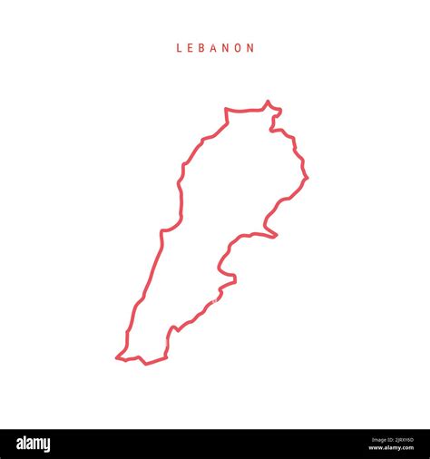 Lebanon Editable Outline Map Lebanese Red Border Country Name Adjust