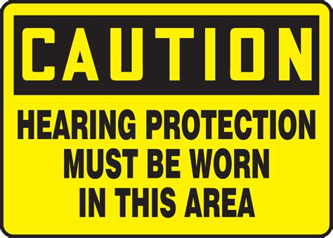 Ear Protection Must Be Worn In This Area OSHA Caution Safety Sign