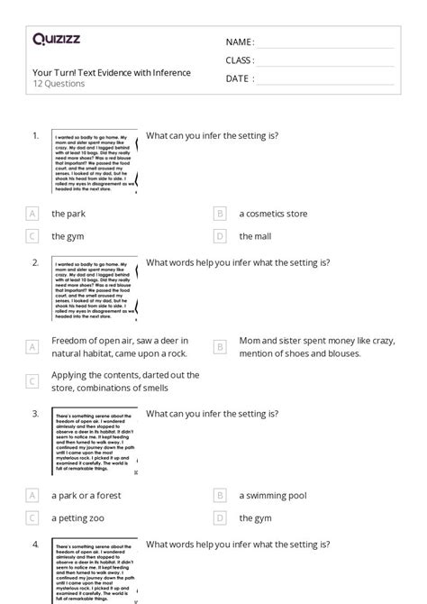 Text Evidence Worksheets On Quizizz Free Printable Worksheets