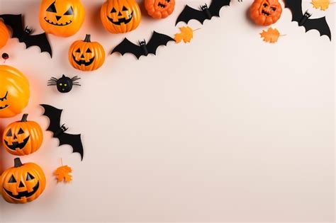 Premium AI Image Halloween Background With Pumpkins Spiders And Bats