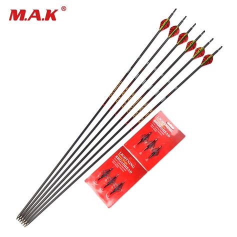 6 12 18 Pcs Carbon Arrow 31 Inch Spine 350 Outer Diameter 7 0 Mm With 2