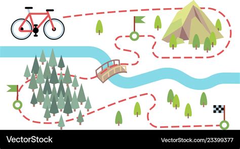 bike route map cycling trip road country path vector image