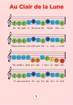 Color Coded Kalimba Au Clair De La Lune By Begin2play With Helen Winter