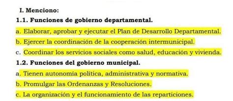 •funciones Del Gobierno Departamental •funciones Del Gobierno Municipal