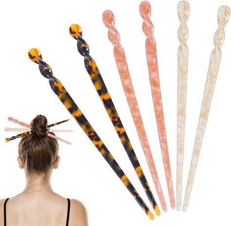 Chinese Hair Sticks Mabor 6pcs Acetate Hair Sticks Chinese Hair Pins