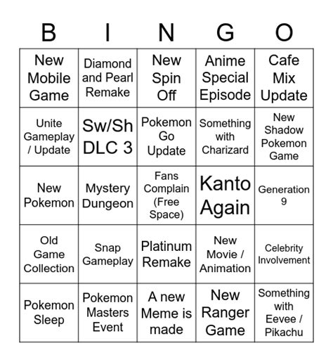 Pokemon Presents Bingo Card