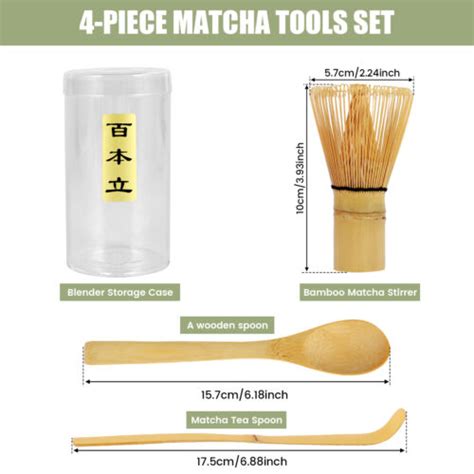 4Pcs Matcha Whisk Set Handmade Matcha Tea Set Natural Tea Spoon LiTZv