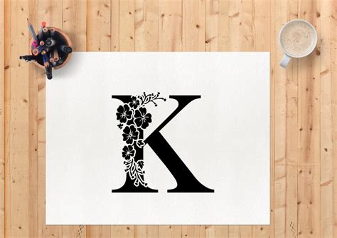 Botanical Alphabet Svg Floral Letter K Svg Cut File Svg Etsy