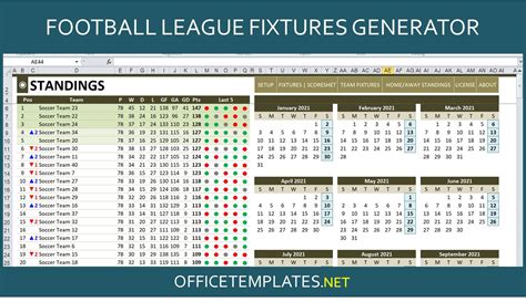 Football League Fixtures Creator With Automated Standing Table