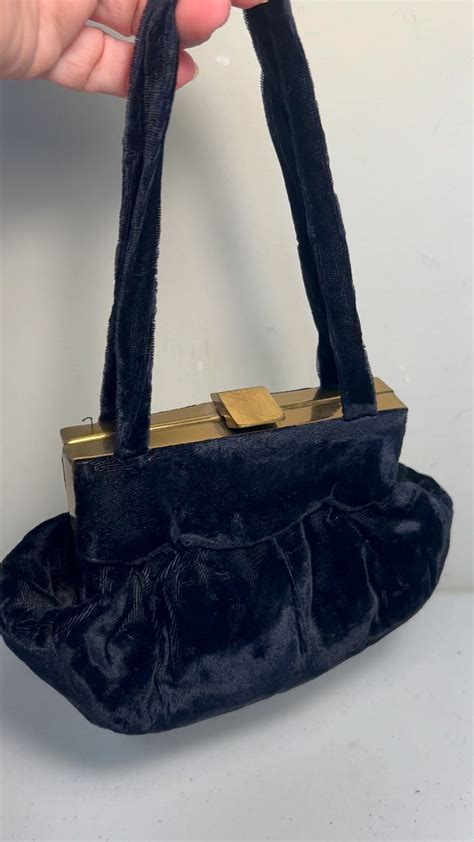 Antique Dark Navy Blue Velvet S Handbag Purse With Etsy