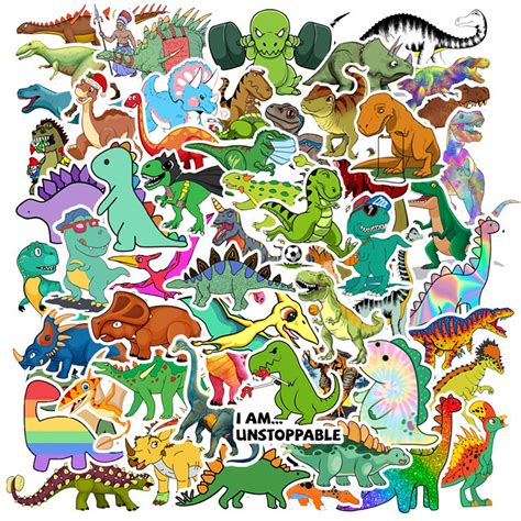 Buy 100PCS Dinosaur Stickers, Cute Waterproof Cartoon Stickers for Kids, for Stationery, Luggage ...