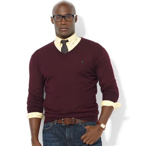 Lyst Ralph Lauren Vneck Merino Wool Sweater In Purple For Men