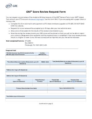Fillable Online Gre Score Review Request Form Fax Email Print PdfFiller