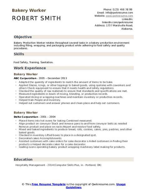 10 Bakery Worker Resume Samples And Templates For 2025