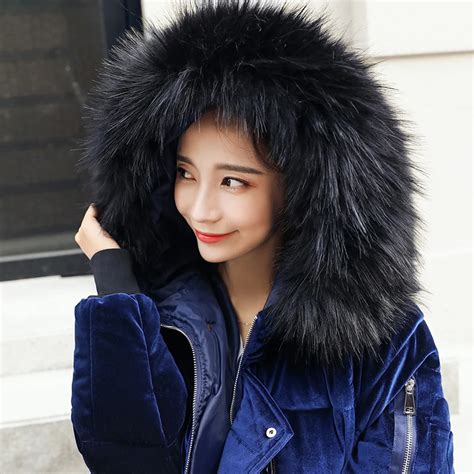 2017 Winter Cotton Jacket Coat Women Fur Coats Parkas Natural Raccoon