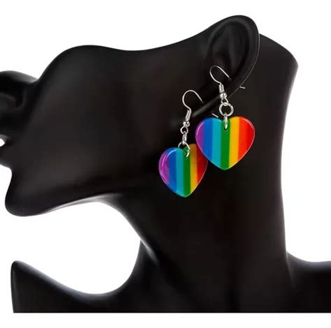 Aretes Pendientes Corazon Orgullo Pride Lgbt Arcoiris Gay Meses sin interés