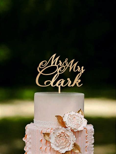 Personalised Mr And Mrs Cake Topper Wedding Couple Cake Topper Rustic ...